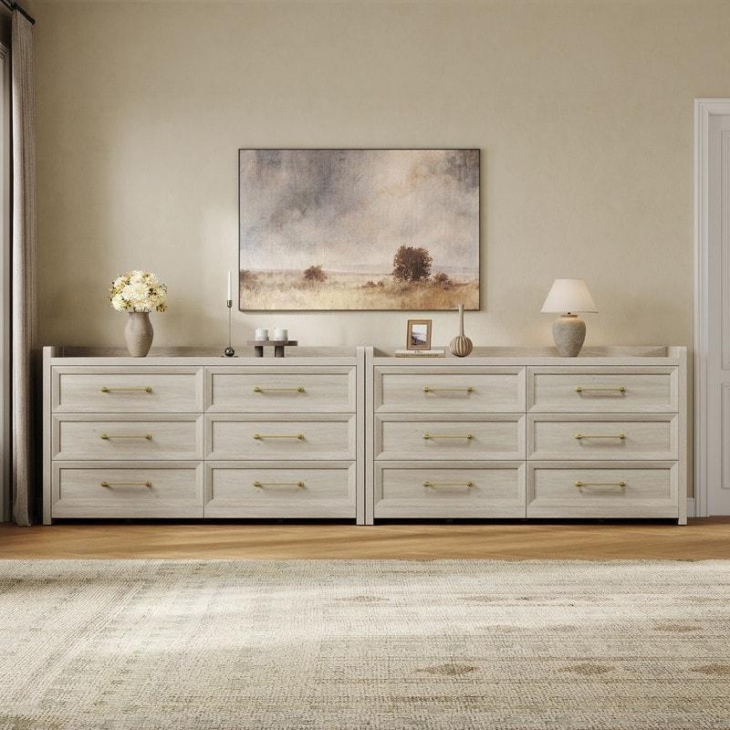 Beyaz MDF 6 Çekmeceli 3D Tasarımlı El Yapımı Şifonyer - 144x80x43 cm - 304666