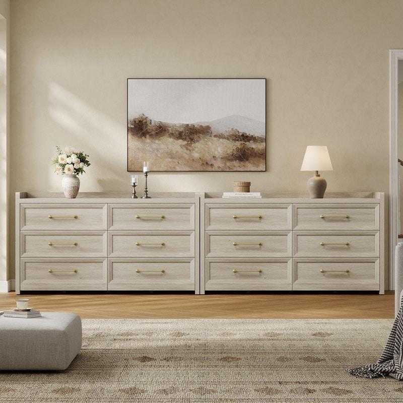 Beyaz MDF 6 Çekmeceli 3D Tasarımlı El Yapımı Şifonyer - 144x80x43 cm - 304666