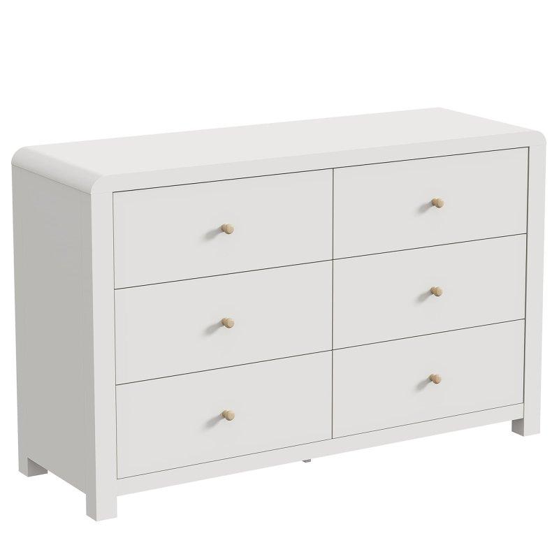 Beyaz MDF 6 Çekmeceli Ahşap Kulplu Şifonyer - 295190