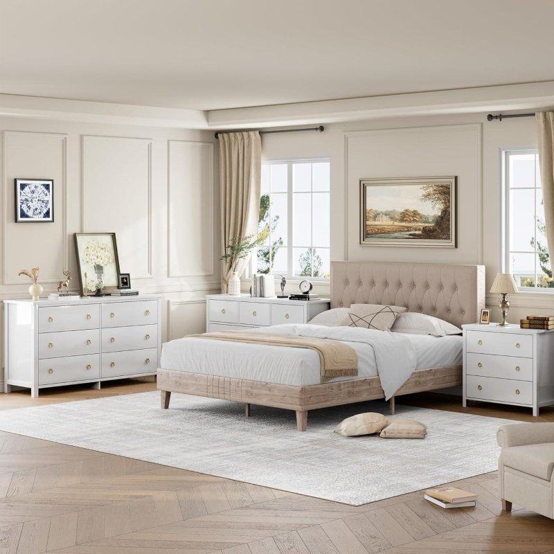 Beyaz MDF 6 Çekmeceli Halkalı Kulplu Şifonyer - 120 cm - 294972
