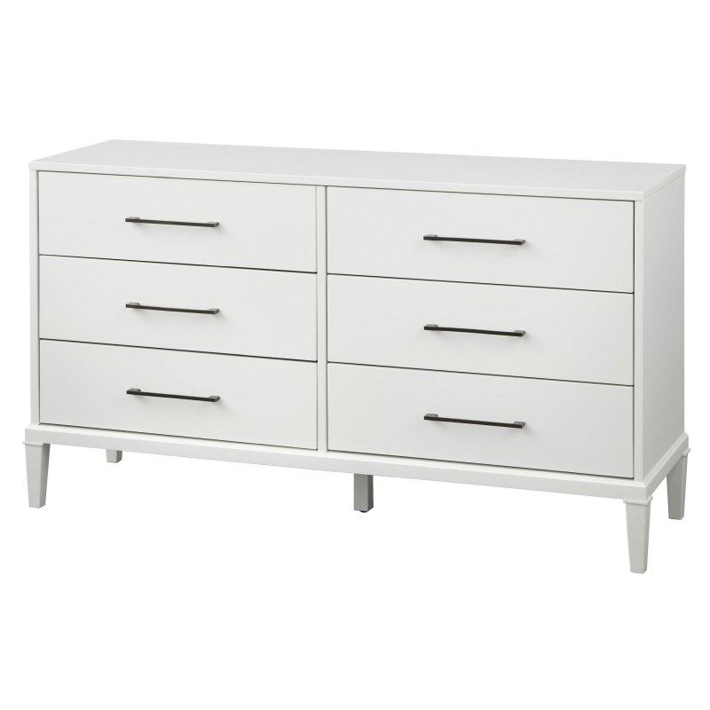 Beyaz MDF 6 Çekmeceli Kauçuk Ağacı Ayaklı Şifonyer - 145 cm - 295976