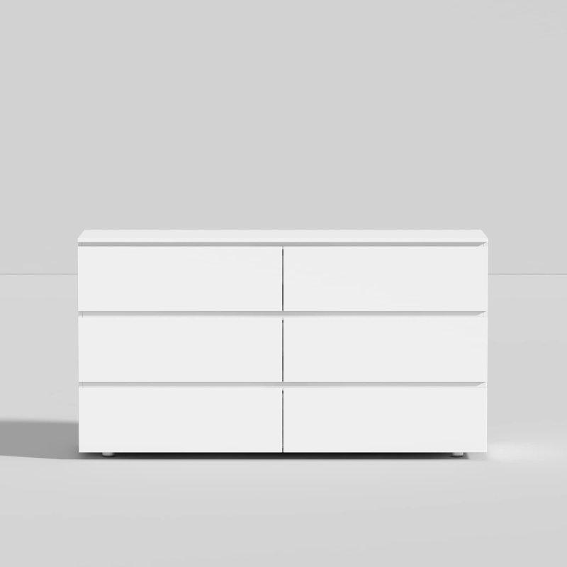Beyaz MDF 6 Çekmeceli Kulpsuz Şifonyer - 150 cm - 295564