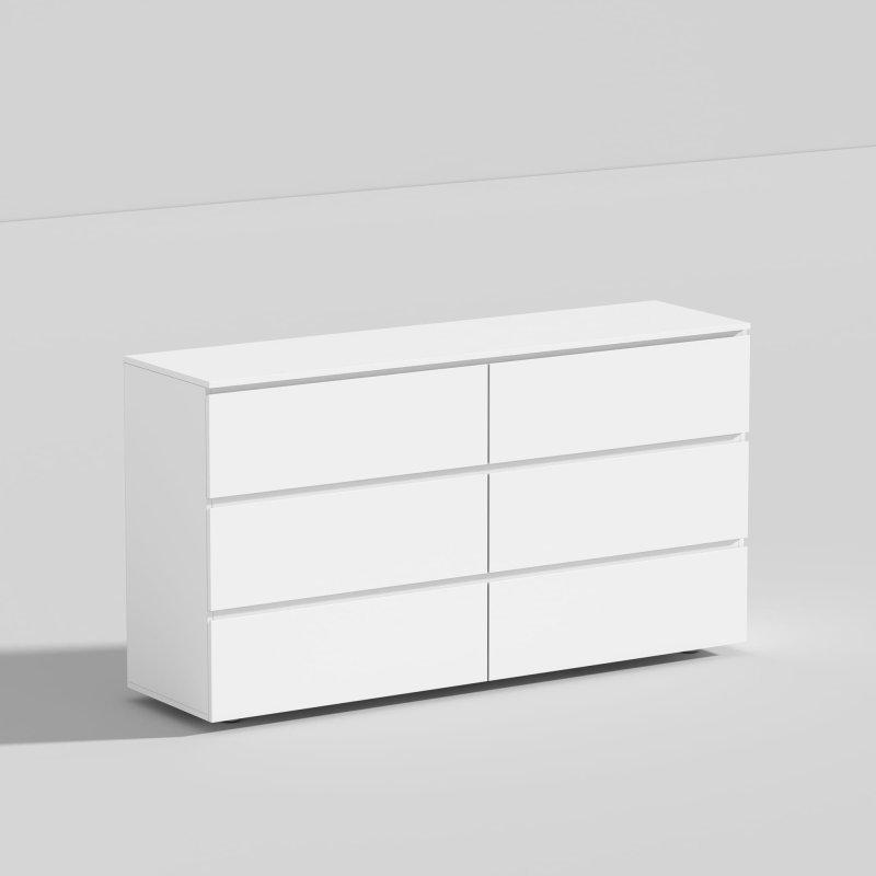 Beyaz MDF 6 Çekmeceli Kulpsuz Şifonyer - 150 cm - 295564