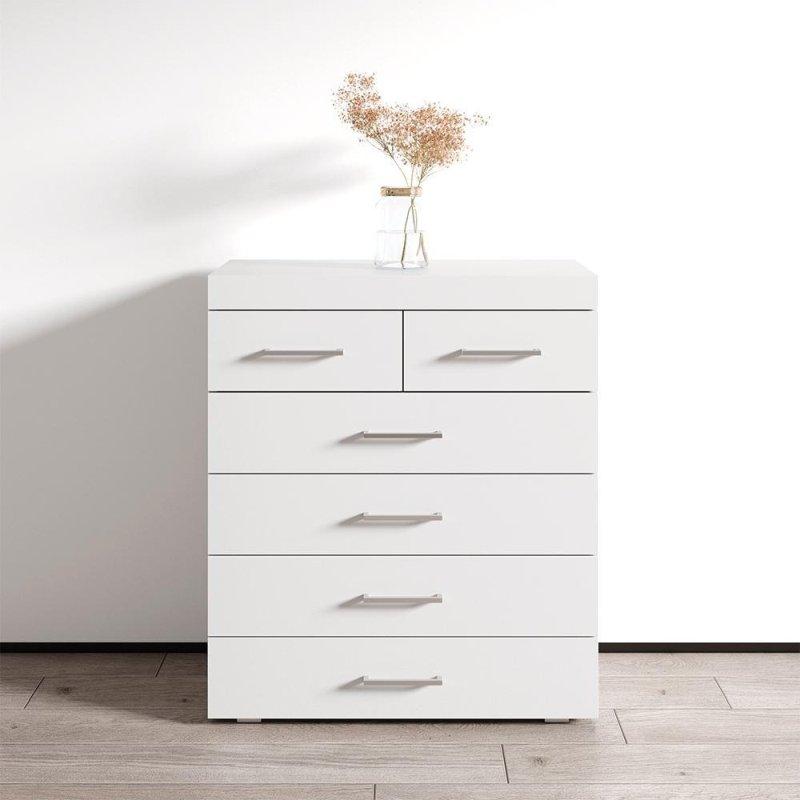 Beyaz MDF 6 Çekmeceli Mat Yüzeyli Modern Şifonyer - 81x40x91 cm - 308953