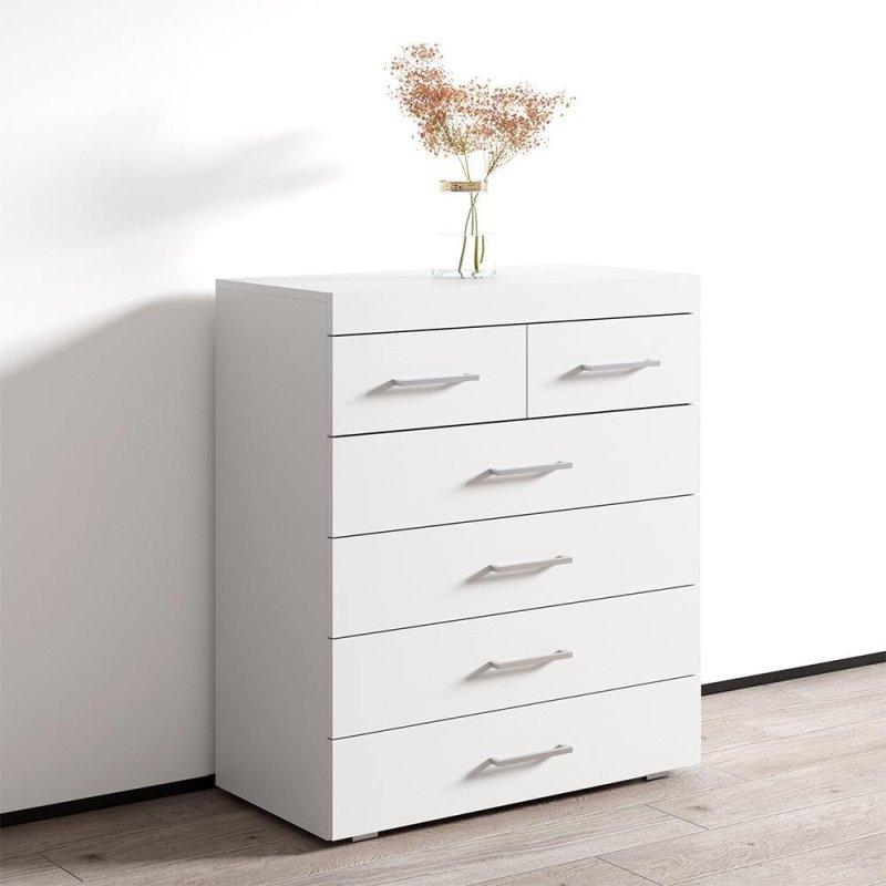 Beyaz MDF 6 Çekmeceli Mat Yüzeyli Modern Şifonyer - 81x40x91 cm - 308953