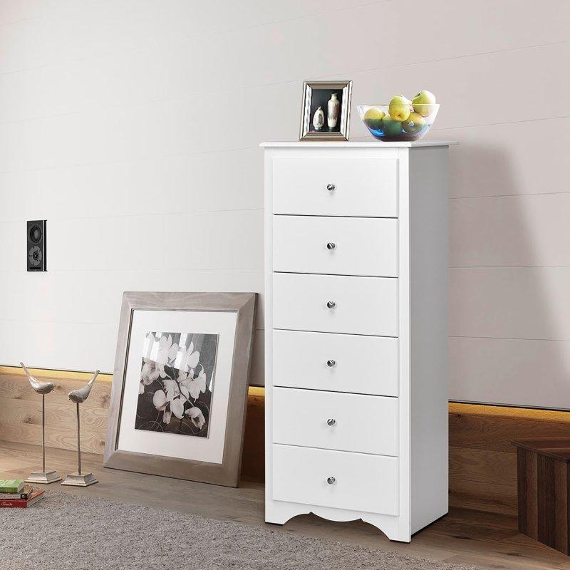 Beyaz MDF 6 Çekmeceli Metal Kulplu Şifonyer - 308628