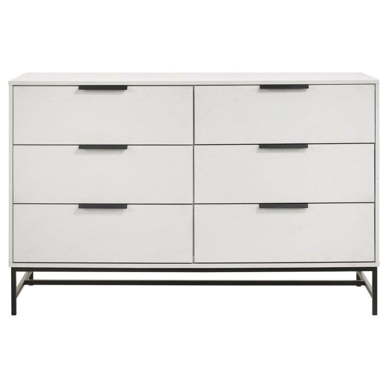 Beyaz MDF 6 Çekmeceli Modern Şifonyer - 145x94x44 cm - 309787
