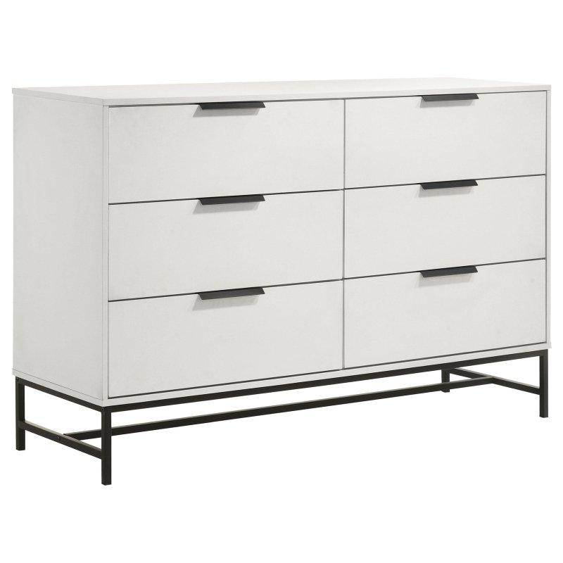 Beyaz MDF 6 Çekmeceli Modern Şifonyer - 145x94x44 cm - 309787