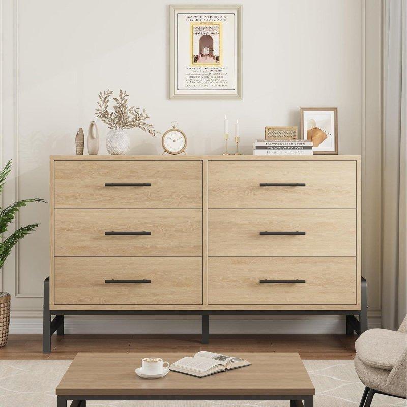 Beyaz MDF 6 Çekmeceli Şifonyer - 133x41x82 cm - 300550