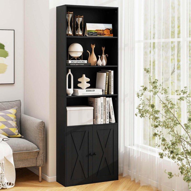 Beyaz MDF 6 Raflı 2 Kapaklı Kitaplık - 181 cm - 316096