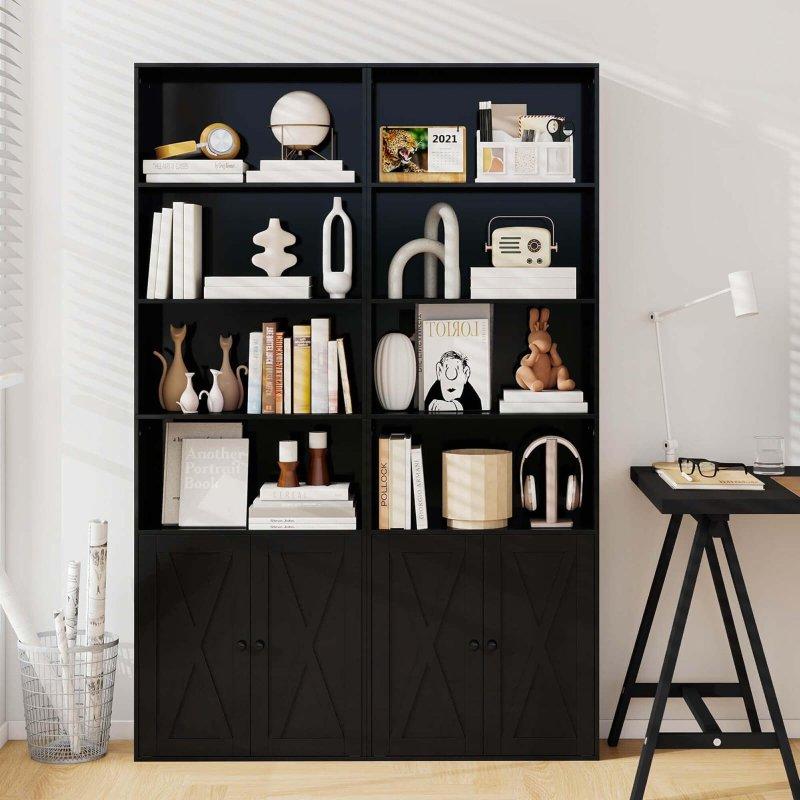 Beyaz MDF 6 Raflı 2 Kapaklı Kitaplık - 181 cm - 316096
