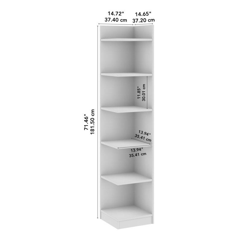 Beyaz MDF 6 Raflı Yüksek Köşe Kitaplık - 38x38x182 cm - 319069