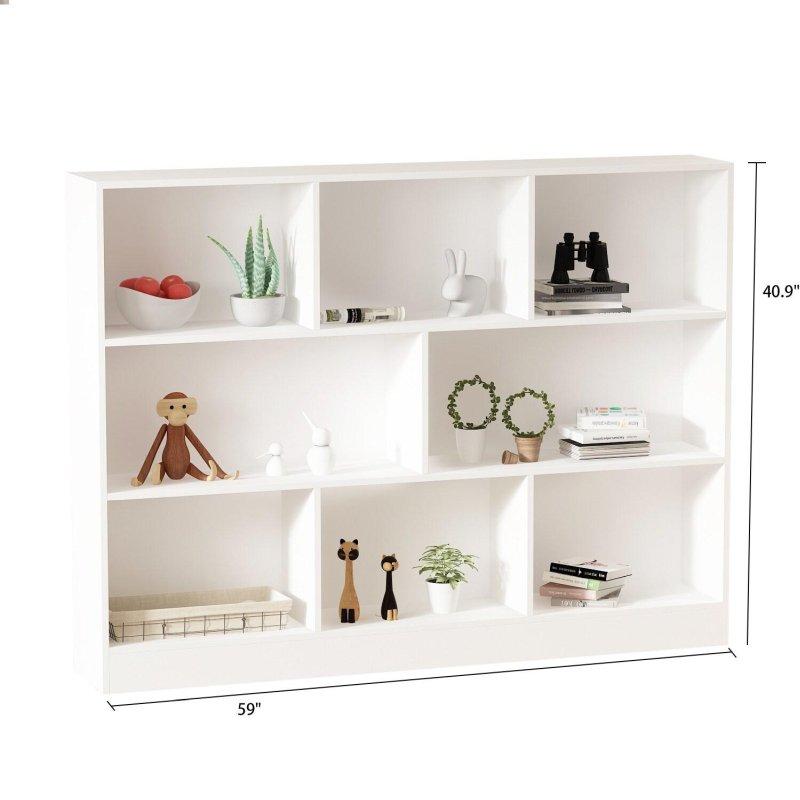 Beyaz MDF 7 Raflı Kapalı Sırtlı Kitaplık - 150x104 cm - 318859