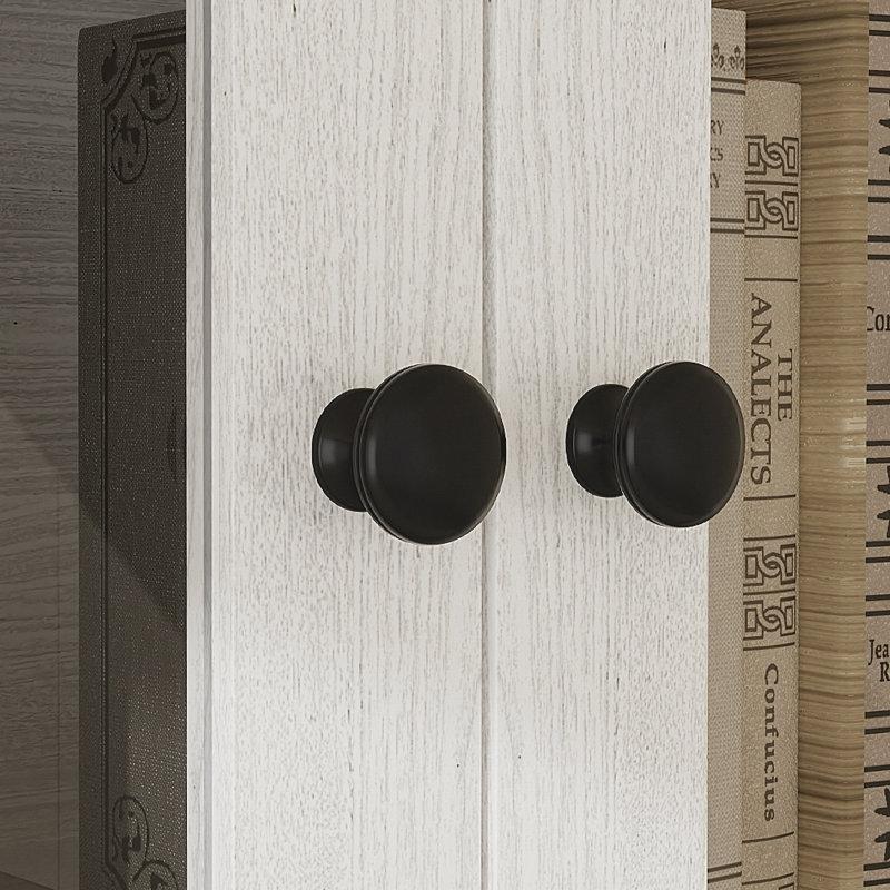 Beyaz MDF 7 Raflı Yivli Detaylı Cam Kapaklı Kitaplık - 300 cm - 238288