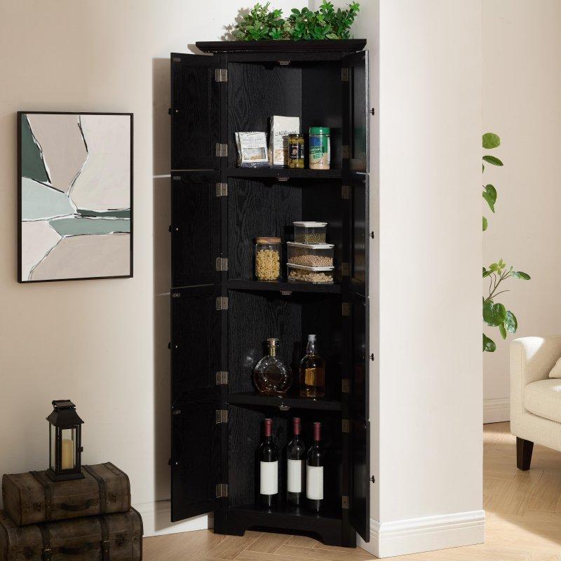 Beyaz MDF 8 Kapaklı Köşe Kitaplık - 183 cm - 317158