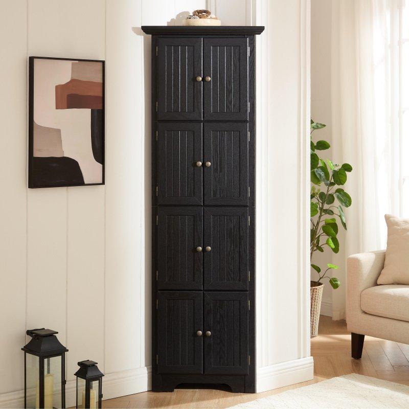 Beyaz MDF 8 Kapaklı Köşe Kitaplık - 183 cm - 317158