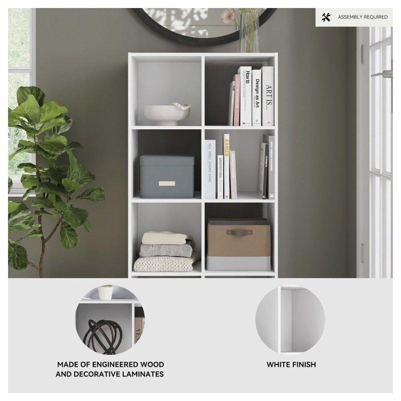 Beyaz MDF 8 Küplü Modern Kitaplık - 120x61 cm - 315086