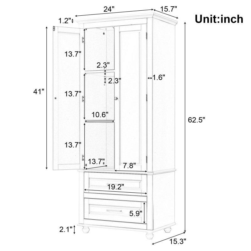 Beyaz MDF Ayarlanabilir Raflı 2 Çekmeceli Çok Amaçlı Banyo Dolabı - 333939
