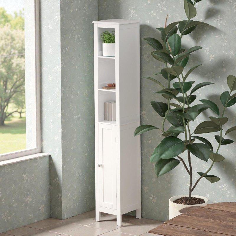 Beyaz MDF Ayarlanabilir Raflı Devrilme Emniyetli Çok Amaçlı Banyo Dolabı - 170 cm - 333522