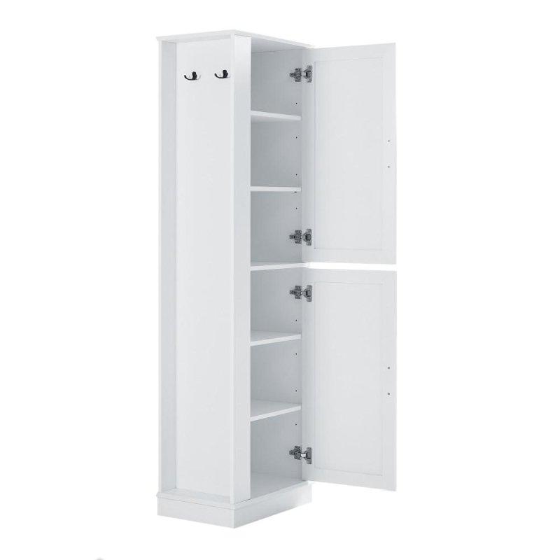 Beyaz MDF Ayarlanabilir Raflı ve Askılı Çok Amaçlı Banyo Dolabı - 54x36x173 cm - 334494