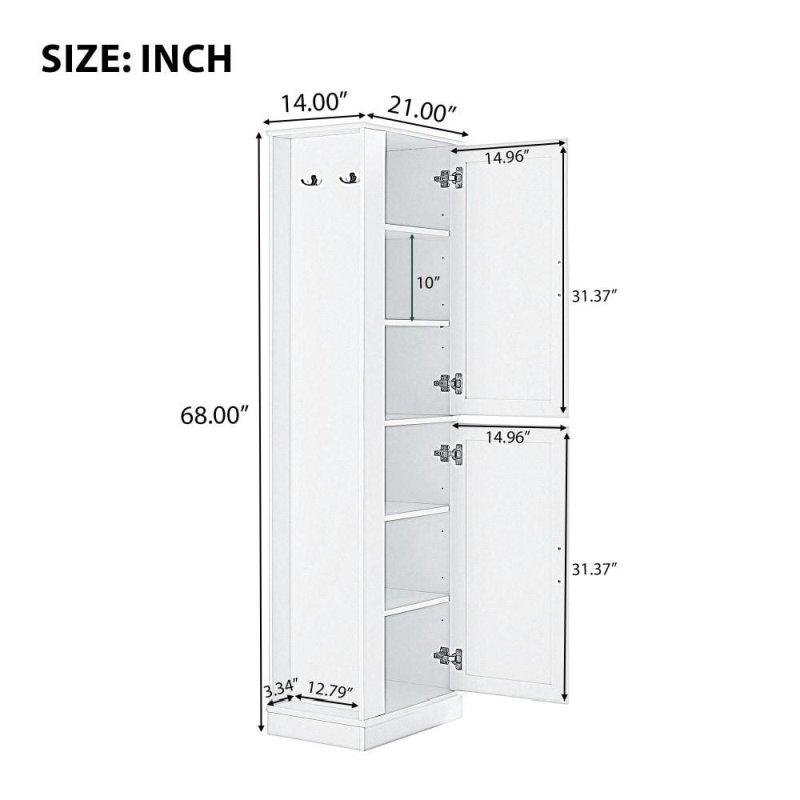 Beyaz MDF Ayarlanabilir Raflı ve Askılı Çok Amaçlı Banyo Dolabı - 54x36x173 cm - 334494