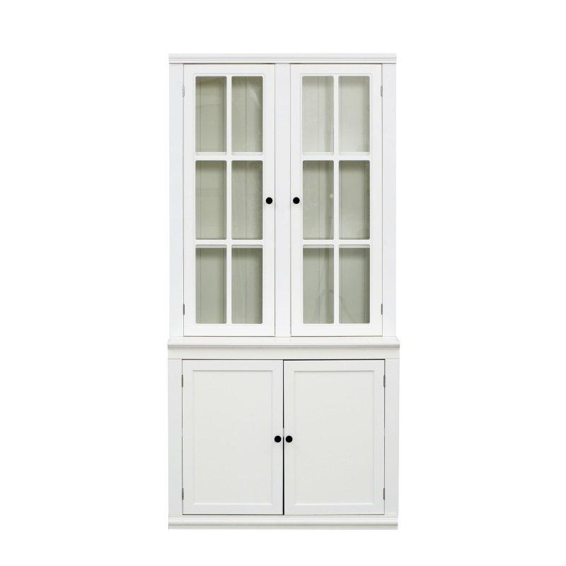 Beyaz MDF Cam Kapaklı 5 Raflı Kitaplık - 93x192x62 cm - 315992