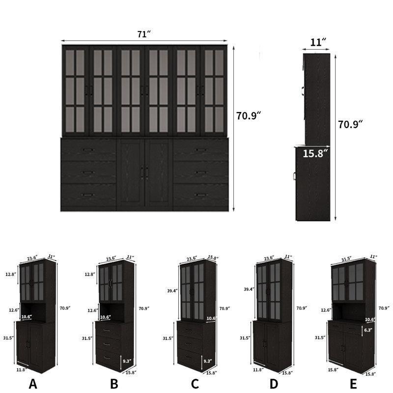 Beyaz MDF Çekmeceli Çok Raflı Cam Kapaklı Kitaplık - 181x181x40 cm - 238553