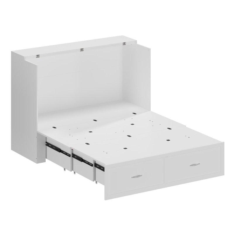 Beyaz MDF Çekmeceli Metal Kuluplu Sandık Tipi Duvar Yatağı - 140 cm - 265905