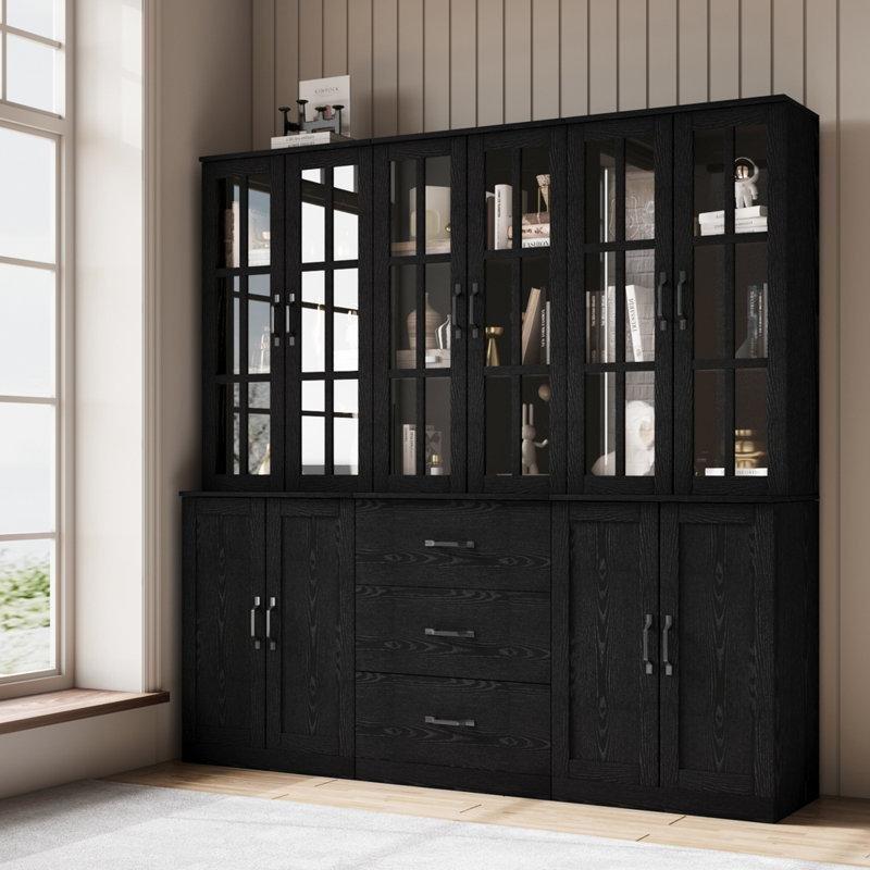 Beyaz MDF Çekmeceli Modüler Cam Kapaklı Kitaplık - 181x181 cm - 238509