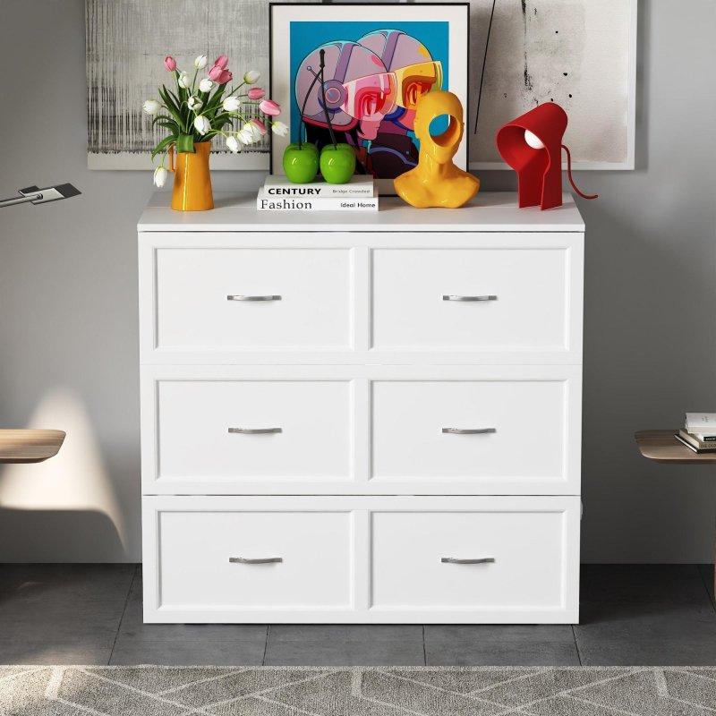 Beyaz MDF Çekmeceli Sandık Tipi Tek Kişilik Duvar Yatağı - 113 cm - 266246