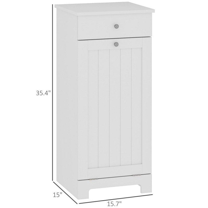 Beyaz MDF Çekmeceli ve Kirli Sepetli Çok Amaçlı Banyo Dolabı - 40x39x90 cm - 333765