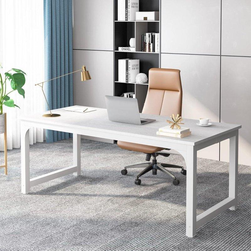 Beyaz MDF Çelik Ayaklı Geniş Ofis Masası - 181x81 cm - 325963 Beyaz MDF Çelik Ayaklı Geniş Ofis Masası - 181x81 cm - 325963