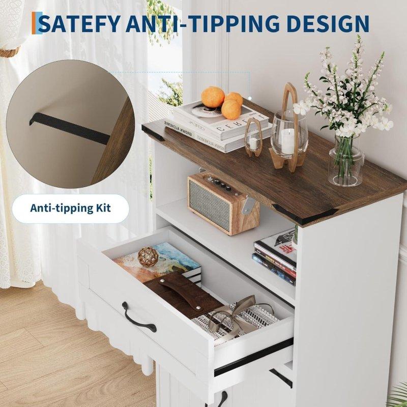 Beyaz MDF Country Tarzı Kapaklı ve Çekmeceli Çok Amaçlı Banyo Dolabı - Yükseklik 89 cm ve Üzeri - 333595