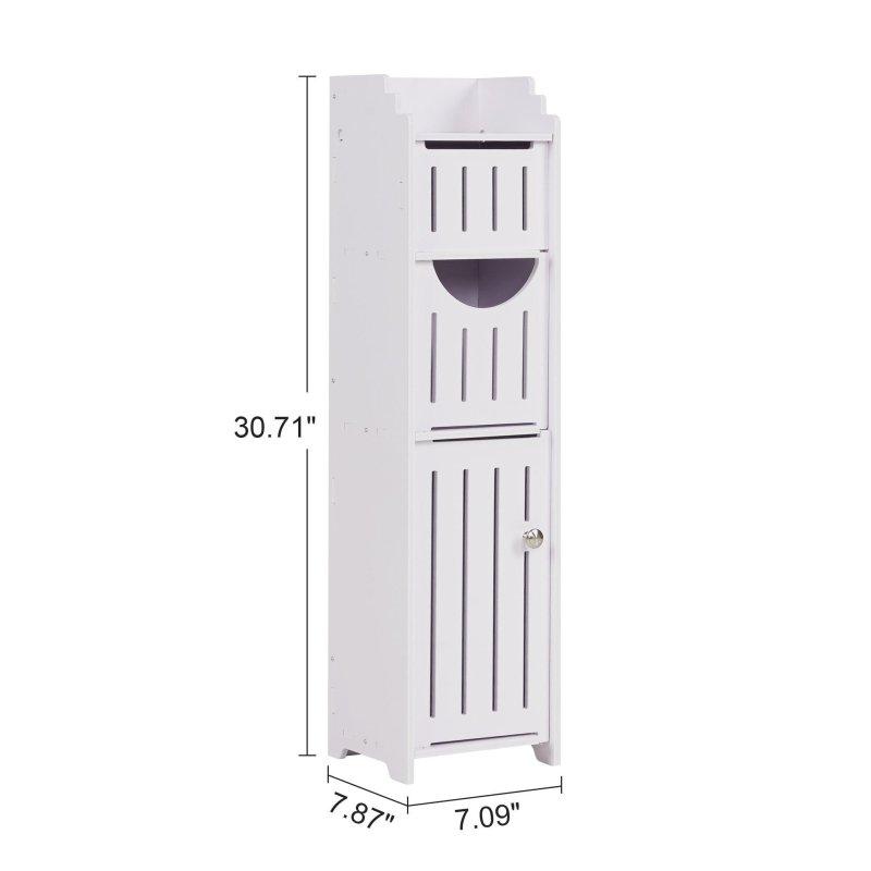 Beyaz MDF Dar Kapaklı Çok Amaçlı Banyo Dolabı - 20x18x78 cm - 333678