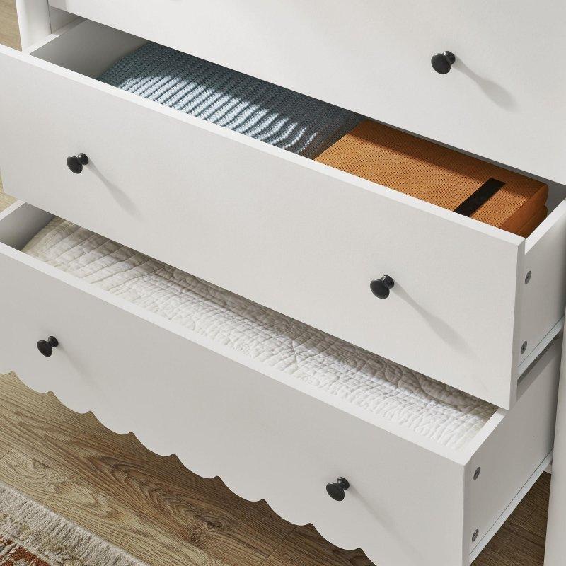 Beyaz MDF Fistolu Tasarım 5 Çekmeceli Şifonyer - 88x47x130 cm - 299655