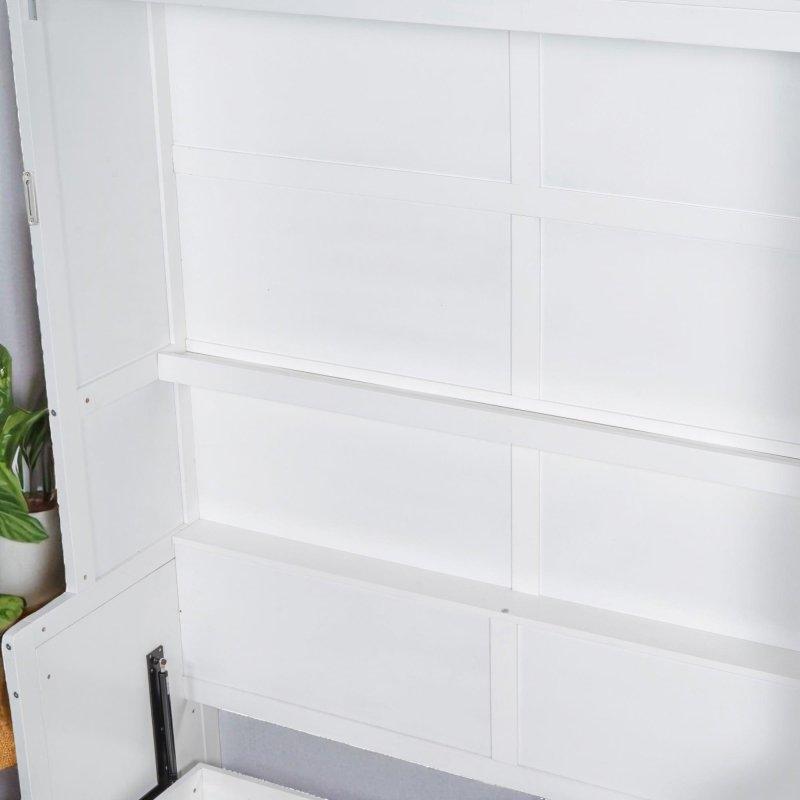 Beyaz MDF Gardıroplu ve Raflı Hidrolik Sistemli Çift Kişilik Duvar Yatağı - 298 cm - 261192