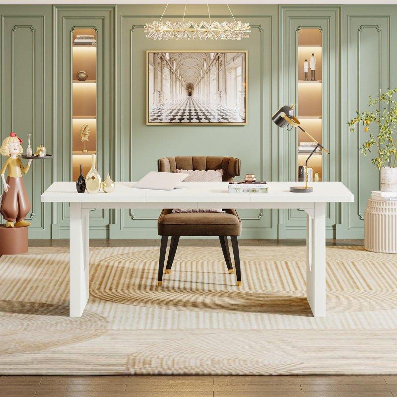 Beyaz MDF Geniş Dikdörtgen Ofis Masası - 180x78 cm - 327484