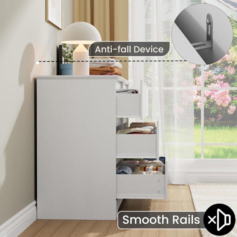 Beyaz MDF Gizli Kulplu 6 Çekmeceli Modern Şifonyer - 296922