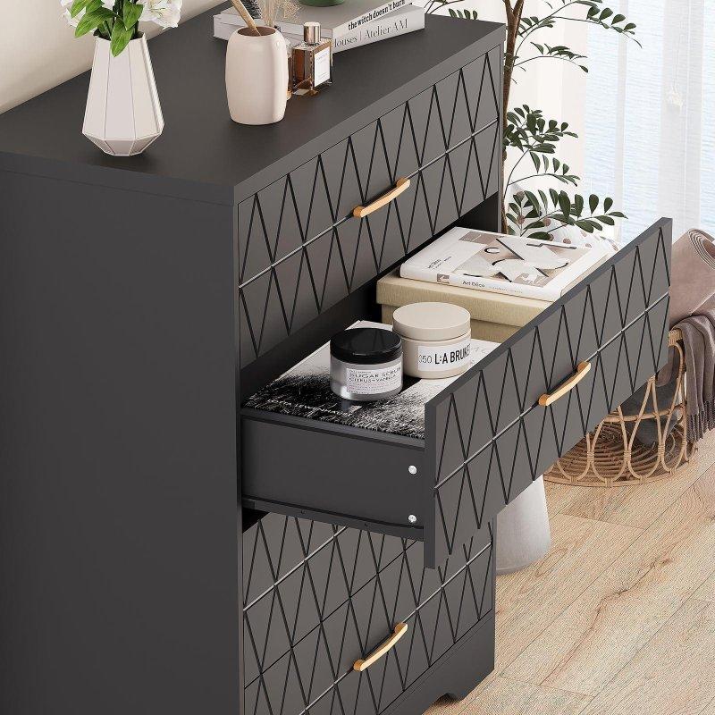Beyaz MDF Gold Kulplu 4 Çekmeceli Şifonyer - 309632