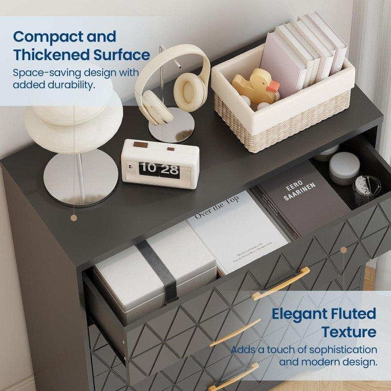 Beyaz MDF Gold Kulplu 4 Çekmeceli Şifonyer - 309632