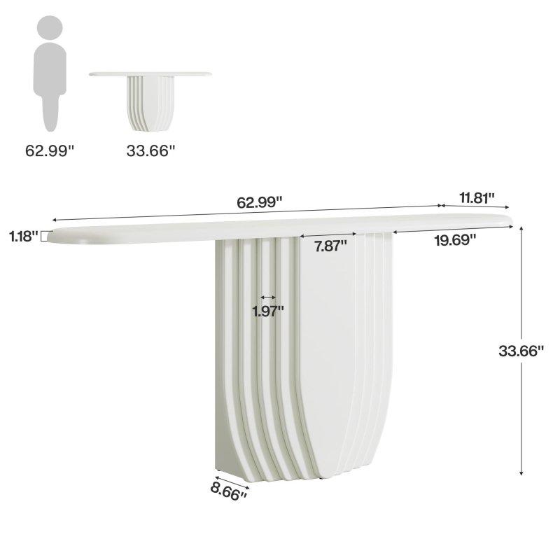 Beyaz MDF Heykelsi Kaideli Modern Dresuar - 161 cm - 331601