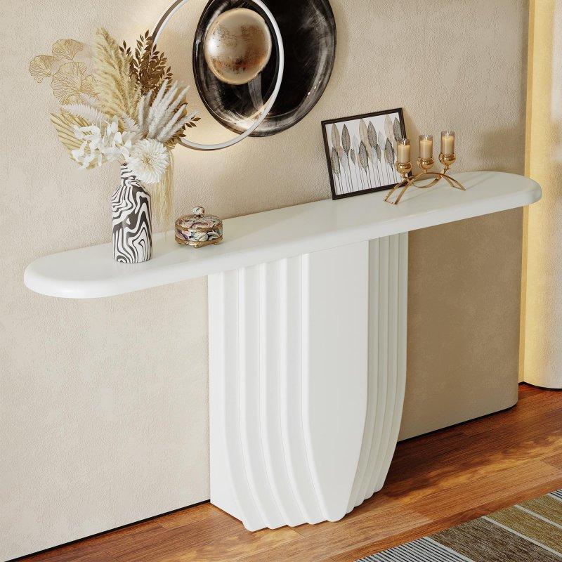 Beyaz MDF Heykelsi Kaideli Modern Dresuar - 161 cm - 331601