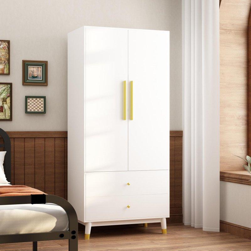Beyaz MDF İki Çekmeceli Askılıklı Dikey Şifonyer - 181 cm - 311258 Beyaz MDF İki Çekmeceli Askılıklı Dikey Şifonyer - 181 cm - 311258