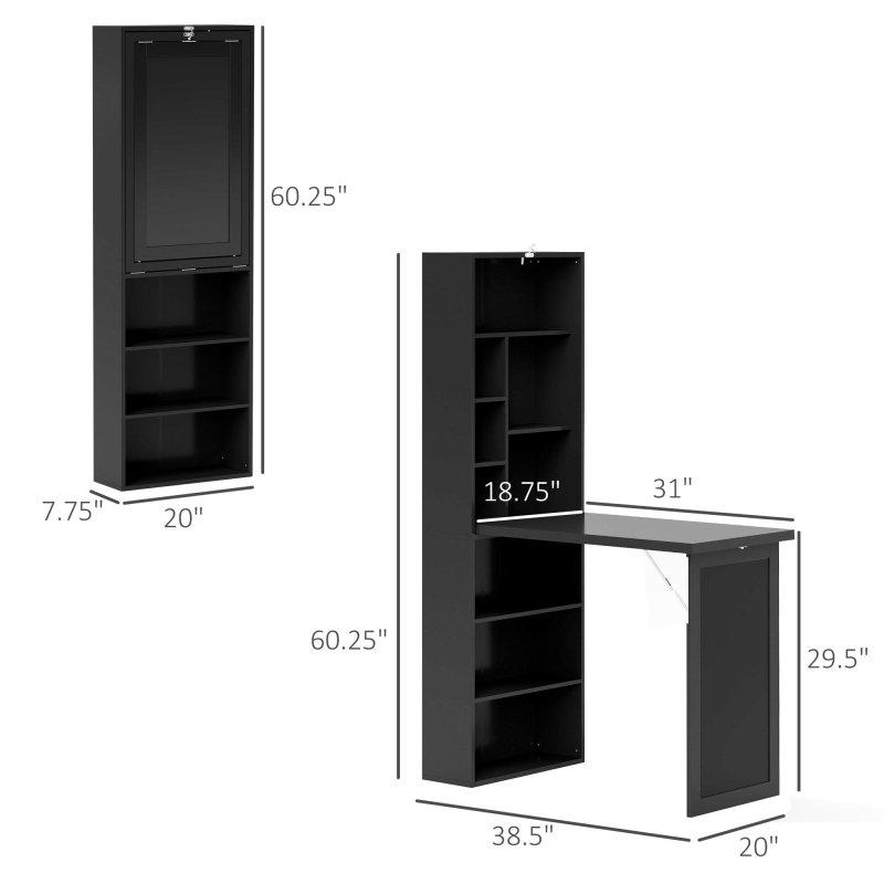 Beyaz MDF Katlanabilir Raflı Kara Tahtalı Ofis Masası - 98x51x154 cm - 327724