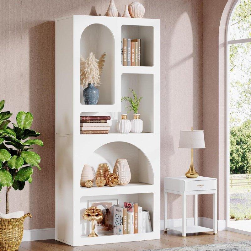 Beyaz MDF Kemerli Geometrik 5 Raflı Kitaplık - 178 cm - 315170