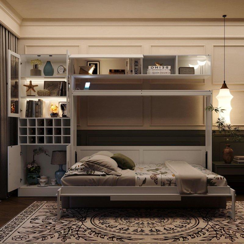 Beyaz MDF Koltuklu Duvar Yatağı - 261447