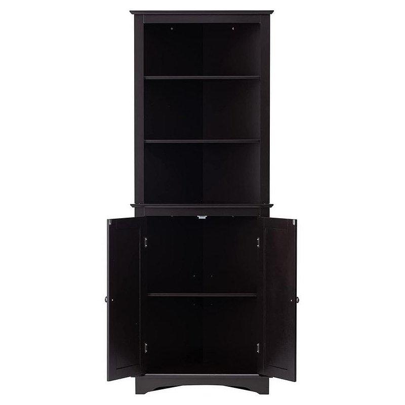 Beyaz MDF Köşe 2 Kapaklı 3 Raflı Çok Amaçlı Banyo Dolabı - 60x32x162 cm - 334006