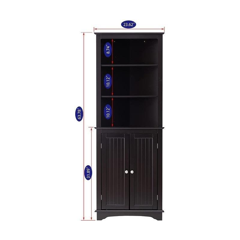 Beyaz MDF Köşe 2 Kapaklı 3 Raflı Çok Amaçlı Banyo Dolabı - 60x32x162 cm - 334006