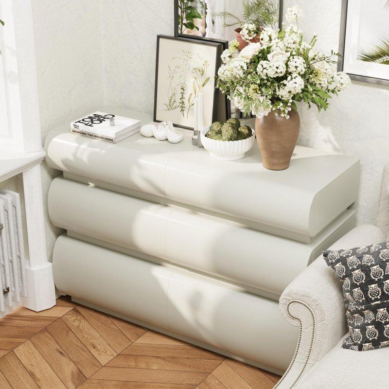 Beyaz MDF Kulpsuz Modern 6 Çekmeceli Şifonyer - 111 cm - 306709