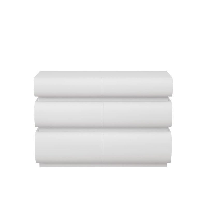 Beyaz MDF Kulpsuz Modern 6 Çekmeceli Şifonyer - 111 cm - 306709